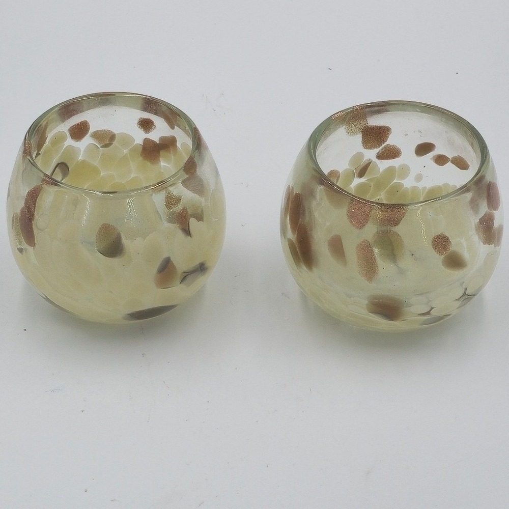 Votivo Glass Votive Set Unisex Small Cream Amber Gold Excellent Art Glass Globe